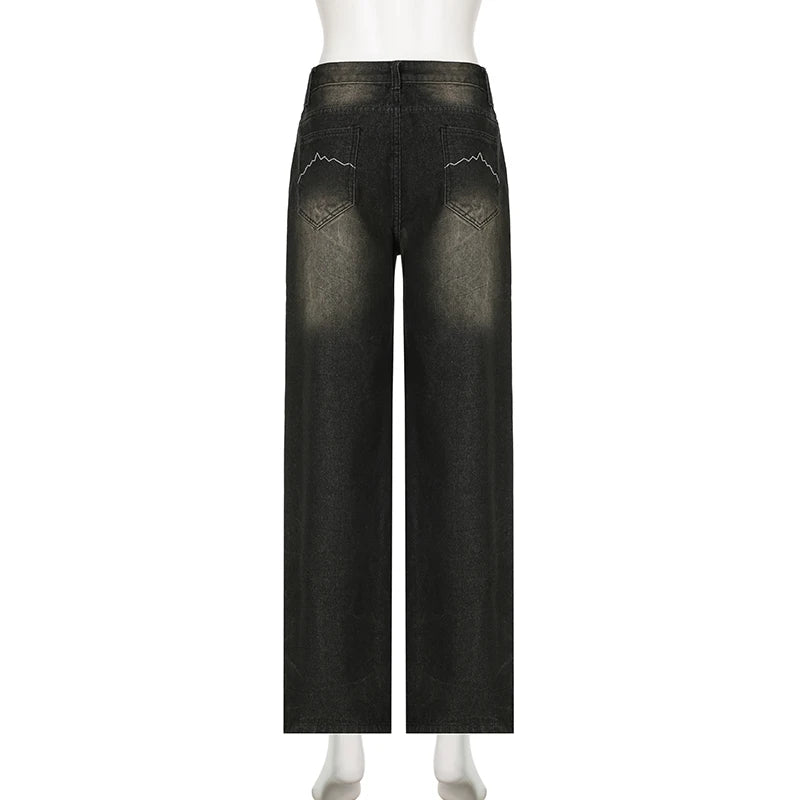 Womens Black Low Waist Jeans