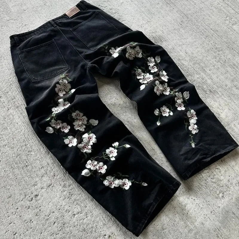 Cherry blossom Embroidery jeans