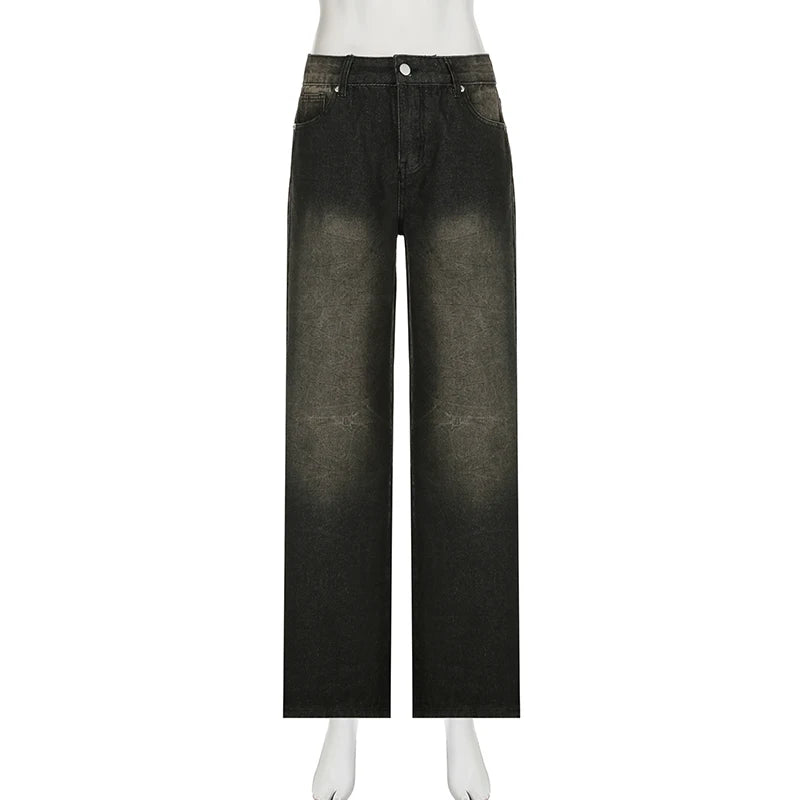 Womens Black Low Waist Jeans